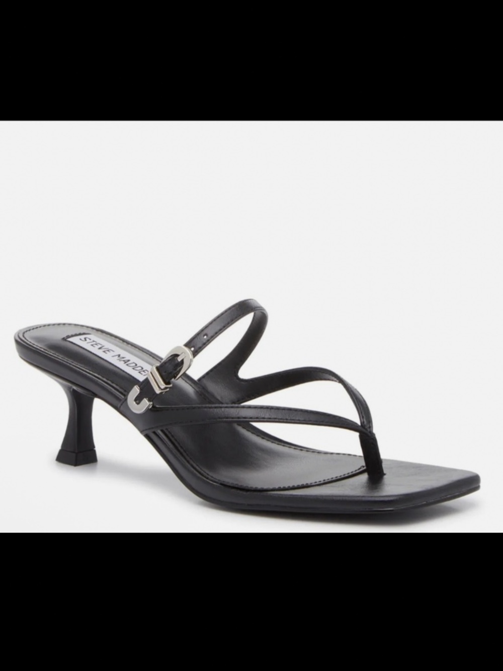 New NWOB Steve Madden Samann Strappy Kitten Heels Slide Sandals Black Woman 6.5M